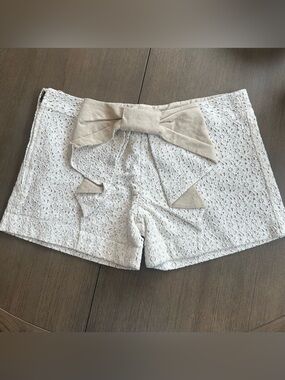 Judith March White Lace Mini Skirt w/ Oversized Bow Size Large Coquette